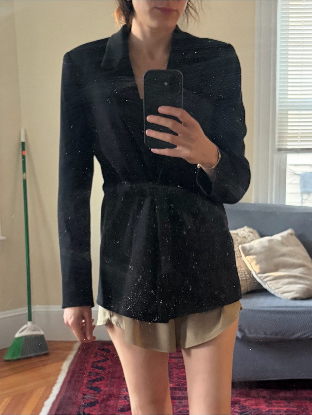 Mango Double-Breasted Drawstring Blazer